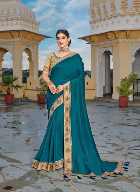 Blue Colour Aastha Kavira New Latest Ethnic Wear Heavy Vichitra Exclusive Saree Collection 2705